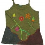 Hand Work Flower With Mantra Print Top Nepal