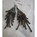 hand crocheted glass bead ear ring
