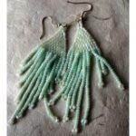 hand crocheted glass bead ear ring