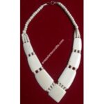 WHITE YAK BONE BEADS PENDANT NECKLACE NEPAL