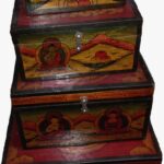BUDDHA PAINTED TIBETAN WOODEN SET BOX